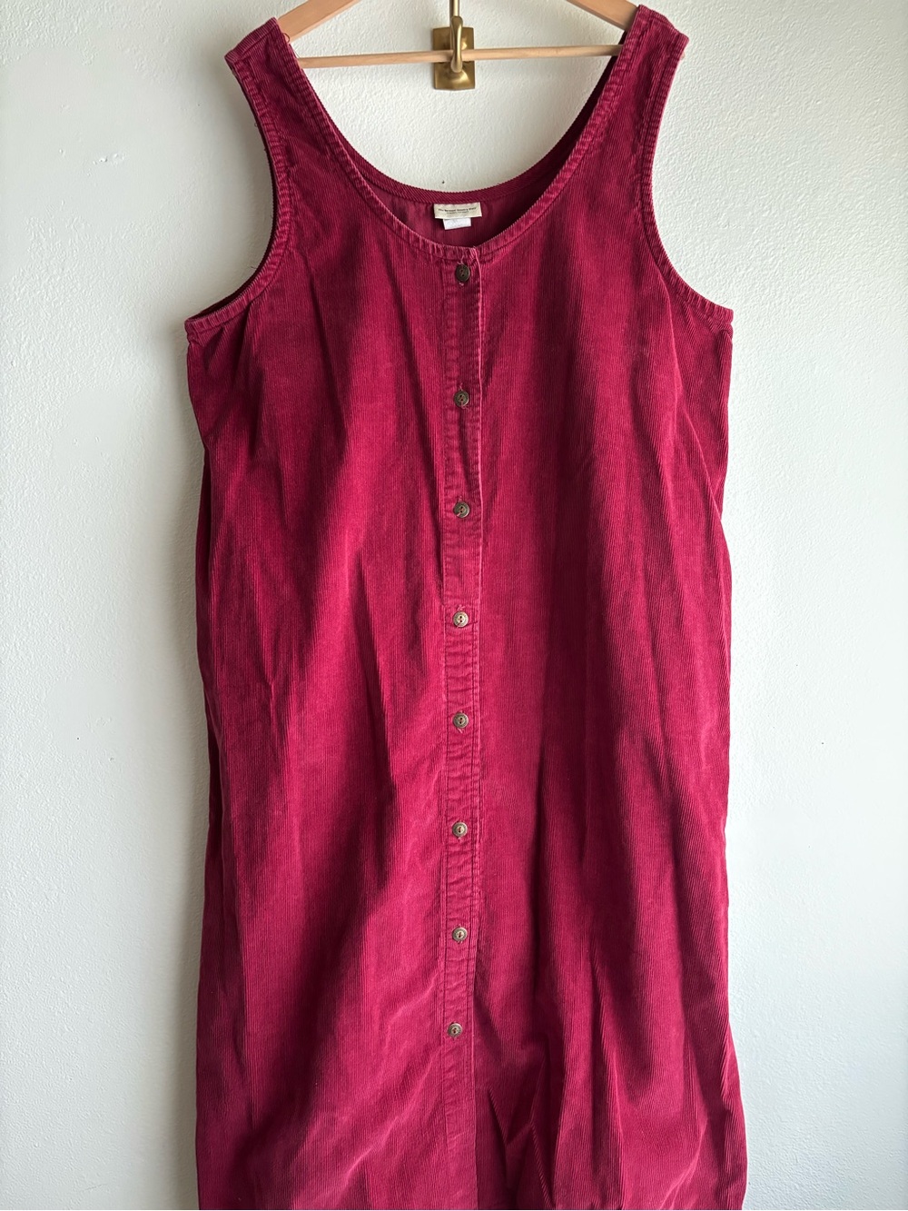 Vintage Vermont Country Store Corduroy Midi Jumper Dress 2X Burgundy Button USA